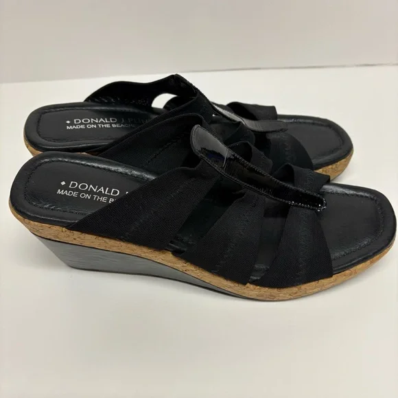 Donald J. Pliner Black Wedge Sandals Clare Cork Platform Size 8.5 - Picture 5 of 10